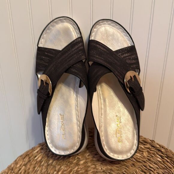 Flexus Italian Comfort by Spring Step  Women's Persemia Black Slide Sandals - B7 - Picture 7 of 8